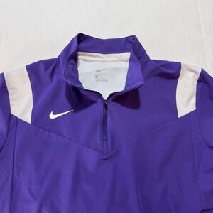 Nike Mens 1/4 Zip Pullover Coaches Jacket Purple White Long Sleeve Size Medium